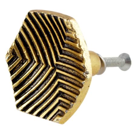 Hexagon Antique Golden Aluminium Cabinet Knob